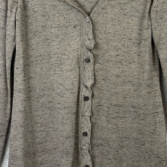 ELIE TAHARI Metallic Linen Blend Button Down Cardigan Ruffled Minimalist - Picture 5 of 14